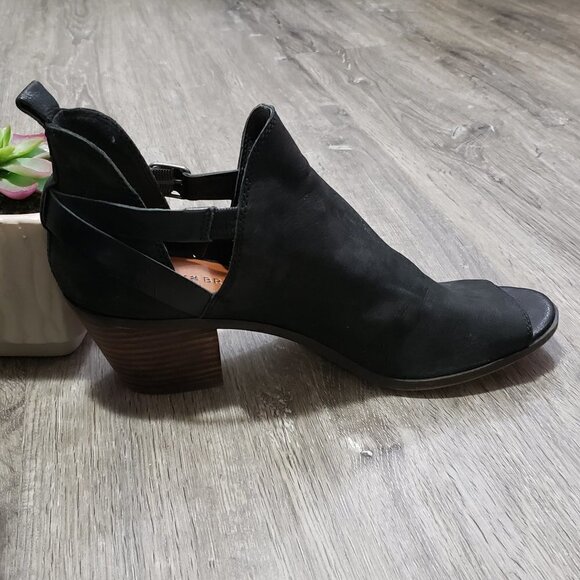 Lucky Brand * Black Leather Open Toe Booties * 9.5 - Picture 7 of 14